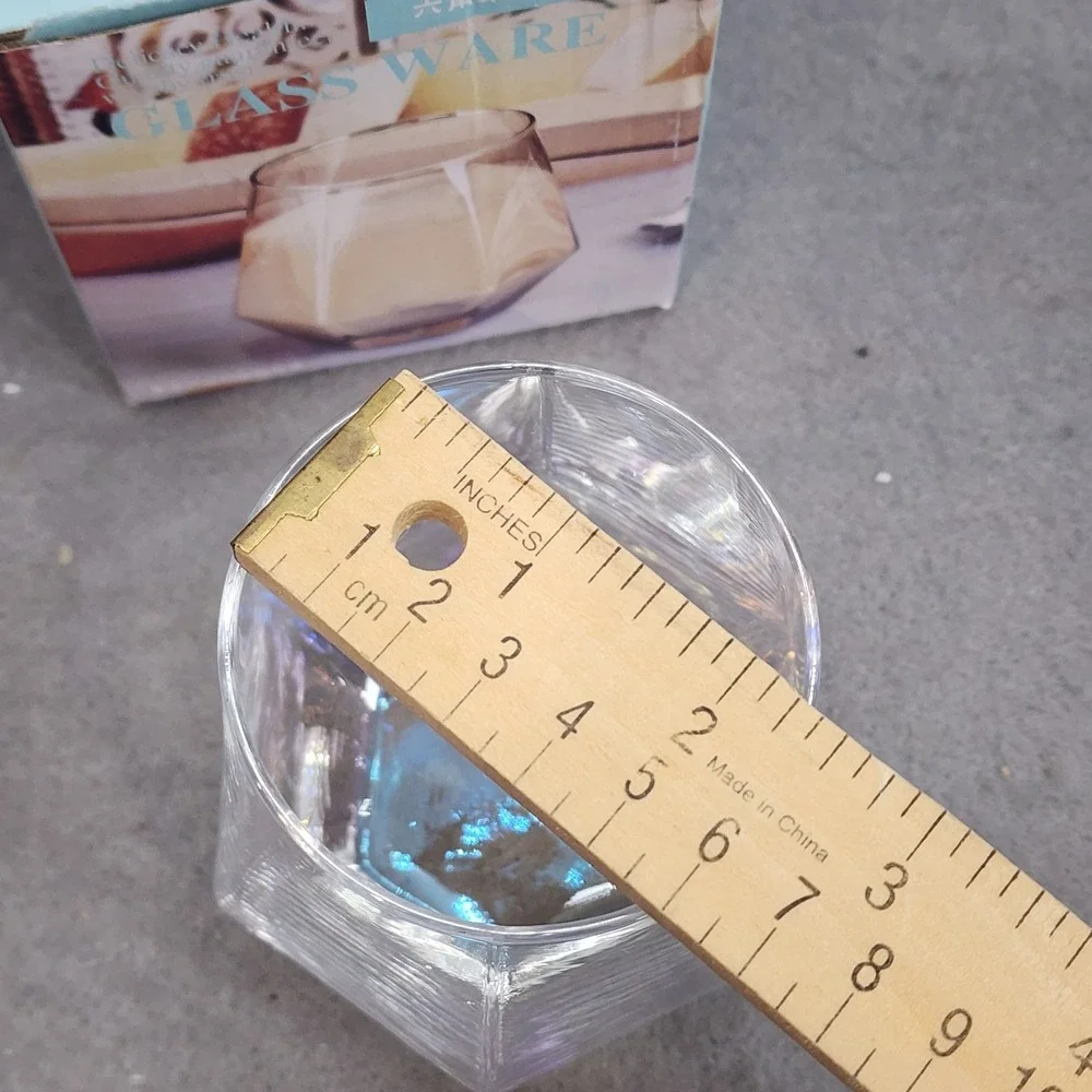 Geometric Glassware Clear‎ Hexagonal Drinking Glasses Set of 6 NEW